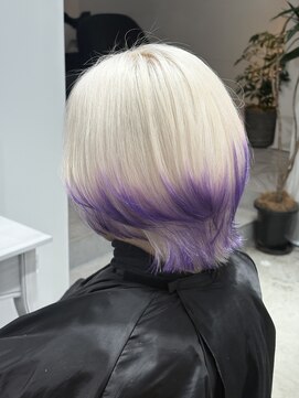 アンドソー 池袋(&so.) ホワイト/パープル/裾カラー/レイヤーウルフ/池袋