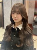 艶ロング×柔らかベージュブラウン