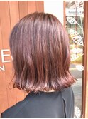 ◎切りっぱなしボブ×アプリコットピンク