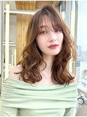 2wayバング 韓国前髪 シースルー ミディアム くびれヘア 顔周り