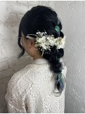 ヘアアレンジ推しカラー編み込みアレンジ
