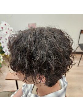 タスクヘアー(task hair) ケアパーマ波巻きスパイラル×ツーブロックセンターパート