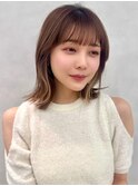 グレーベージュ/斜めバング/フレンチガーリー/ネイビー[笹塚]