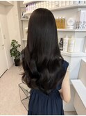 韓国 くびれロング レイヤー ワンホンヘア 小顔前髪