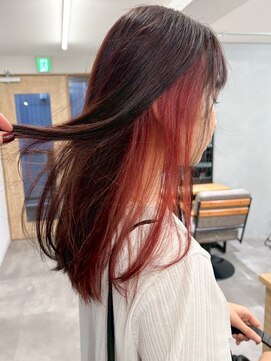 ミュラ(mulah) インナーカラーレッド×チェリーレッド*暖色カラー/明大前