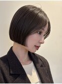 顔周りレイヤーカットグレージュカラーくびれボブショートカット