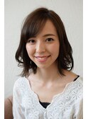 ナチュラルセミロングスタイル　パーマでらくちん