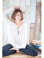 アンカラン(un Calin)&nbsp;20代30代40代◎小顔ベージュカラーフェミニンボブ♪