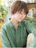 斜めバングアースカラー小顔ショートウルフb北浦和20代30代40代!