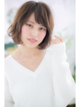 ミック ヘアアンドメイク アップ 駒込店(miq Hair&Make up) ニュアンスカール＆斜めバング♪大人ガーリーミニボブ