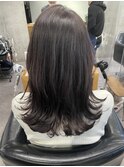グレージュカラー/ボブウルフ/黒髪/ココアベージュ