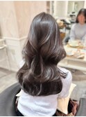 うる艶オリーブベージュ×レイヤーカット(北浜)