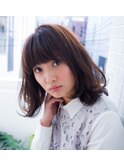 立体感ふわふわボブ×重めバング20代30代大人可愛い小顔スタイル