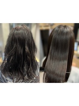 【髪質改善特化サロン】酸性縮毛矯正で、ダメージレスで艶のある自然なストレートへ＊忙しい朝が楽になる♪