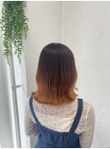 グラデーションカラーオレンジダブルカラー原宿表参道