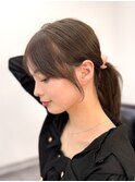 韓国顔まわりレイヤーカットグレージュオリーブベージュブラウン