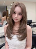 ハイトーンミルクティーベージュ×レイヤーカットciate_mayu