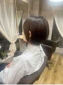 丸っこいショートボブ×ダークベージュ　伊丹