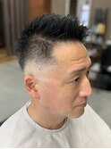 アップバングショート×大人スキンフェード<理容室>