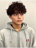 プードルパーマ マッシュ アッシュブラウン ツーブロック 20代