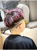 キッズフェードショートバリアートピンクメッシュ