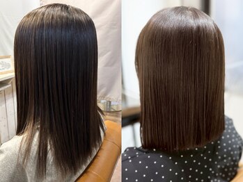 ピリナ(PILINA)の写真/白髪を活かしながら艶めく美髪へ。カラーと髪質改善Trで輝く大人髪を実現。アルカリ除去でエイジングケアも