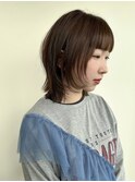 ミディアムレイヤーカットシャギーウルフミルクティーブラウン