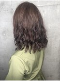 セミウェットパーマ並みウェーブアッシュカラー20代30代