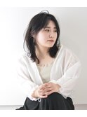 地毛風カラーミディアム×毛先パーマ前髪なし大人可愛い20代30代