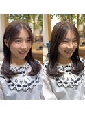 ロングレイヤー 小顔カット 2wayバング 韓国へア 髪質 改善