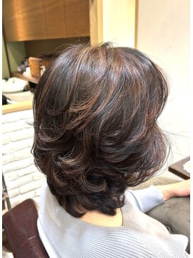 ヘアー グリーン(hair green) ハイライトカラー/エレガントウエーブ/40代50代60代