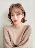 外ハネショート 小顔シースルーバング
