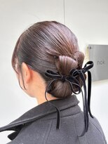 お呼ばれヘアタイトヘアリボンアレンジ_くびれヘア