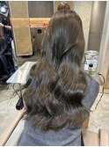 原宿オリーブブラウン韓国顔周りレイヤーカットブリーチカラー