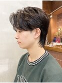 センターパートフェザーパーマニュアンスパーマスパイラル調布