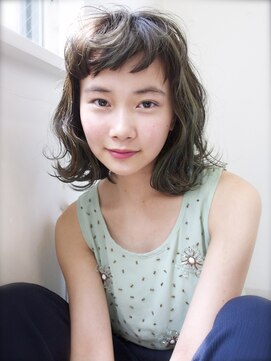 ユノ(juno) 【juno】おしゃれデザインカラー★くせ毛風パーマボブ