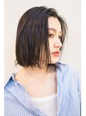 Aラインボブ/ダークアッシュ/前髪なしショート/ダークグレージュ