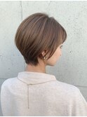 カットで創る☆丸みショート グレージュカラー ココアベージュ