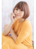 ツヤ髪ダスティーピンク小顔斜めバング前下がりボブb1