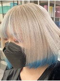 2761金髪ボブバイカラーヘルシースタイルレディースショート