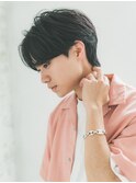 前下がり センターパート ダウンパーマ 韓国風メンズヘア 