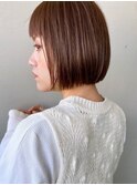 切りっぱなしボブペールピンクブラウンミルクティーピンク20代