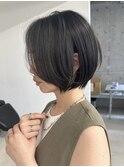 くびれショートボブ40代50代グレイカラー白髪染め白髪ぼかし