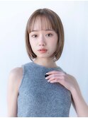 オリーブベージュ/大人ガーリーショートポブ/ウェットヘア