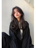 小顔レイヤーカット癖毛風カール美髪透明感カラー暗髪カラー