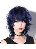 ネイビージェンダーレスウルフカット