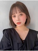 外ハネボブ愛されチェリーブラウンこなれヘアデジタルパーマ