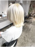 ホワイトシルバー/ハイトーンカラー/ミディアムウルフ/名古屋