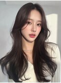 韓国ハッシュカット×艶ショコラベージュカーテンバング高崎