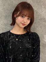 キャパ セントラル 天神 大名店(CAPA central)&nbsp;チェリーブラウン 外ハネボブ 前髪カット 髪質改善 20代 10代